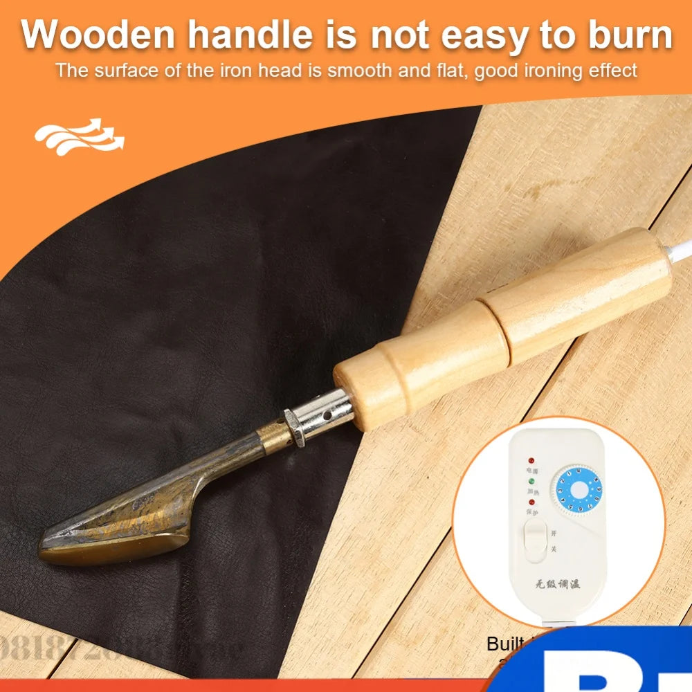 Household Electric Iron Wood Handle Leather Clothing Shoes Bag