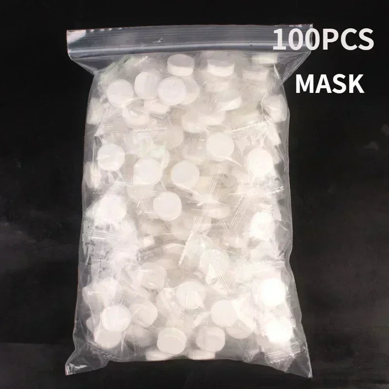 100pcs Disposable Compressed Facial Mask Portable Travel Non-woven Face Mask Skin Care Cotton Wrapped Masks Paper Zpaxo