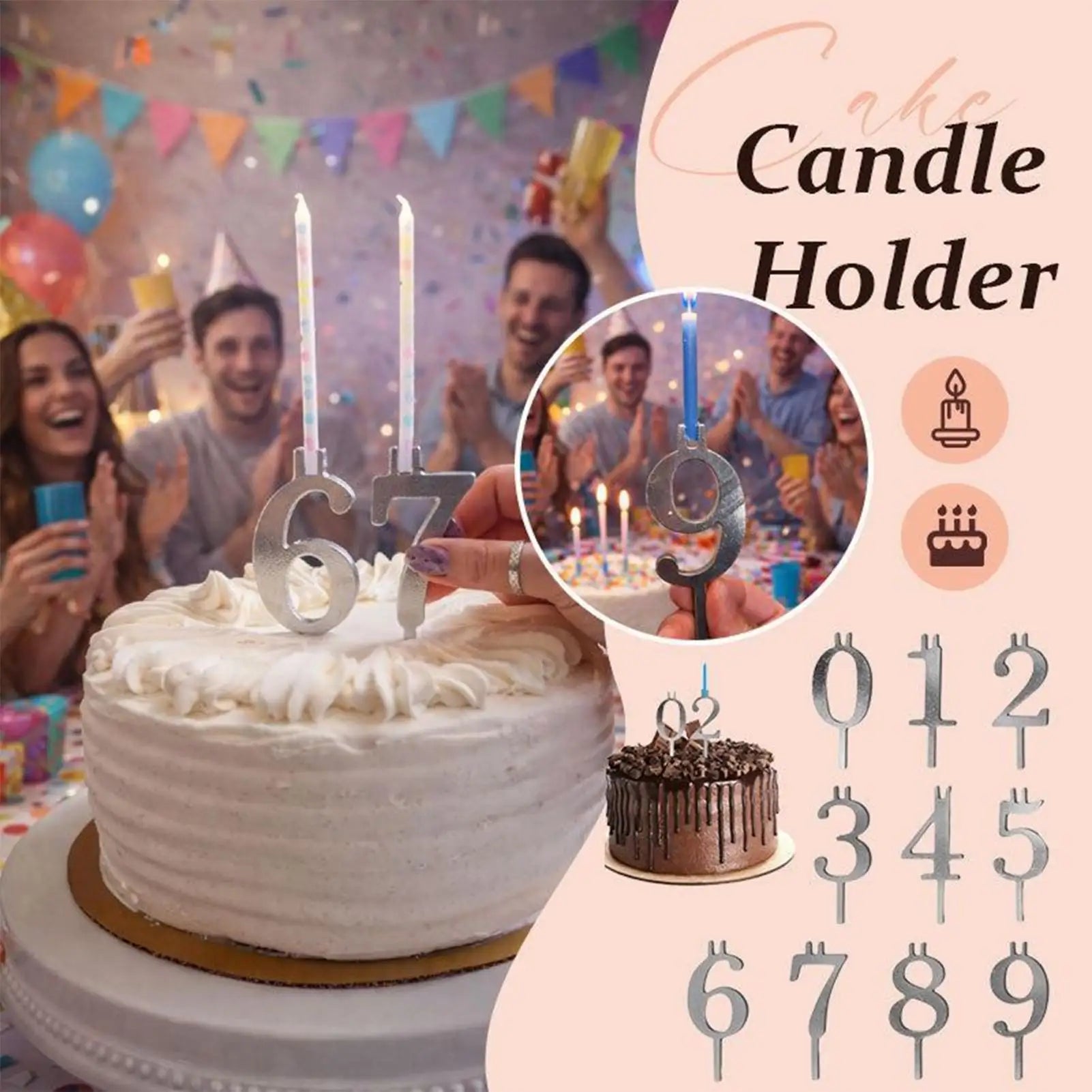 Number Candle Holders 0–9 | Birthday Cake Topper Set Birthday Candle Holder Zpaxo