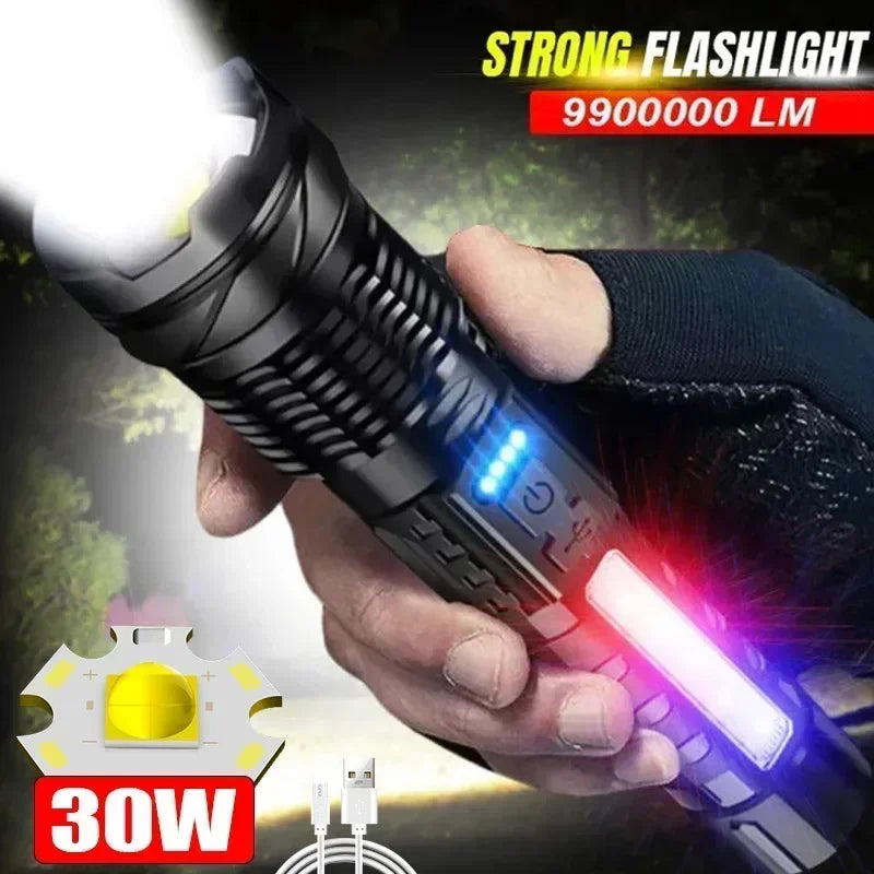Tactical LED Flashlight 2300LM Zoomable USB Rechargeable Torch