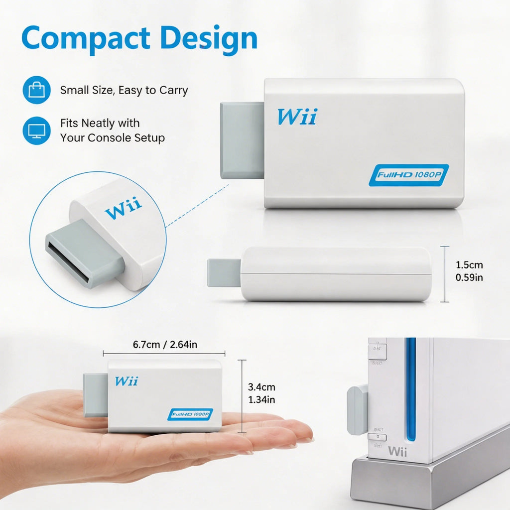 Full HD HDMI-Compatible Adapter Wii Console Converter Jack Audio Zpaxo