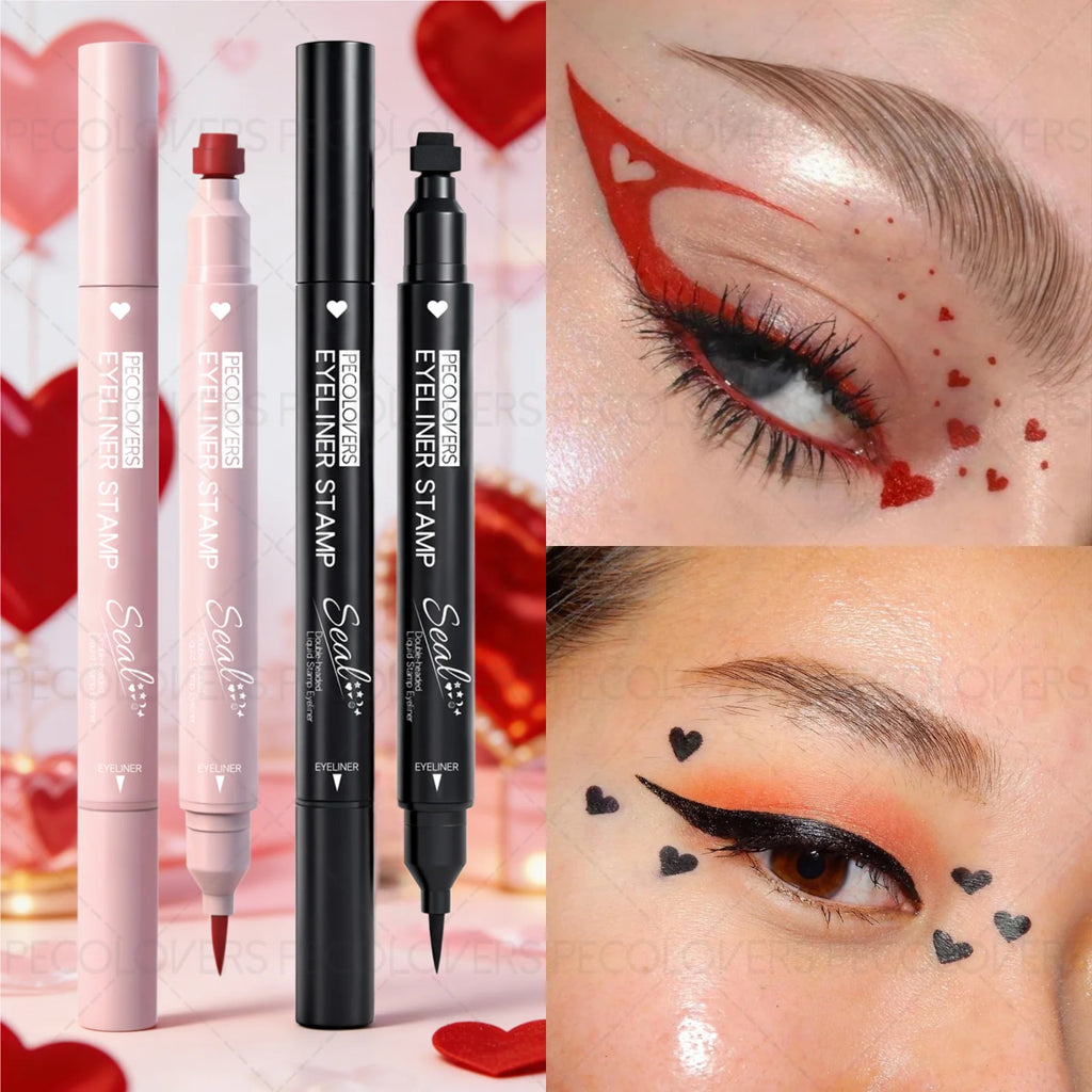 1PC Double-ended Eyeliner - Waterproof, Contains Patterns Such As Stars/hearts/butterflies, Creating A Natural Matte Finish Zpaxo
