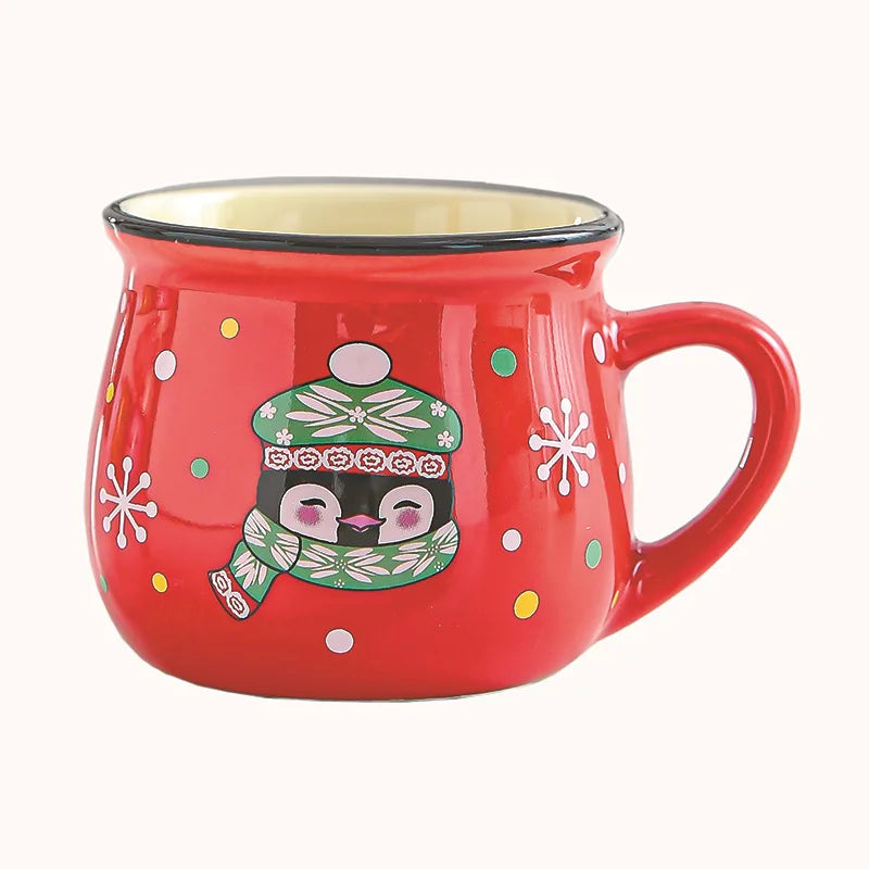 Ceramic Christmas Santa Claus Mug – Coffee & Dessert Cup Gift Ceramic Holiday Mug Zpaxo Red Penguin 150ml