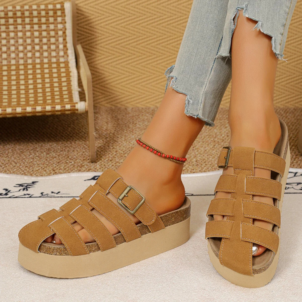 Trend Women Slippers Platform Slides Lightweight Baotou Shoes Outdoor Zpaxo