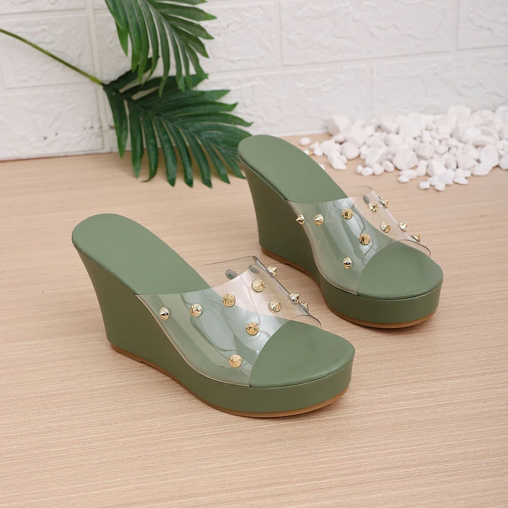 Trend Women Wedges Sandals Designer Dress Crystal Slides Lightweight Zpaxo