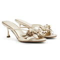 Women Sandals Sexy Concise Summer High Heels Sandals Trend Outdoor Round Head Flower Shoes for Women Lightweight Luxury Shoes Zpaxo Gold 40