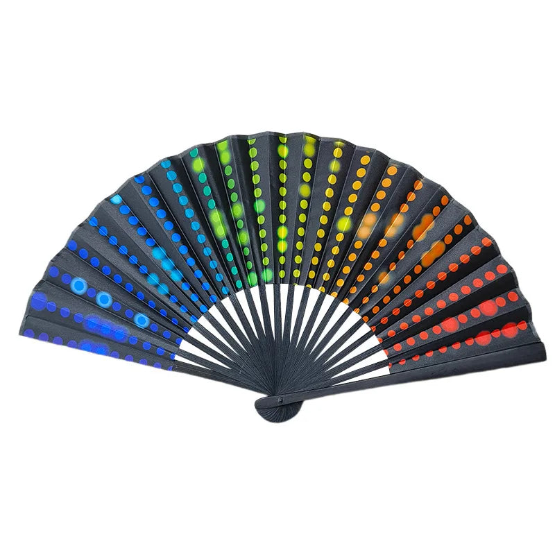 Leopard Print Folding Fan – 23cm Portable Satin Cloth, Black Frame Decorative Folding Fan Zpaxo Style 3