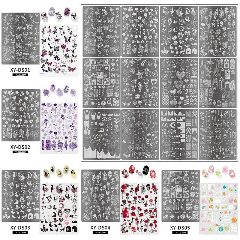 Lace Castle Nail Stamping Plates Ghost Skull Moon Star Butterfly