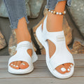 Women Sandals 2026 Knit Elastic Cloth Wedge Slip Lightweight Walking Zpaxo WHITE 40