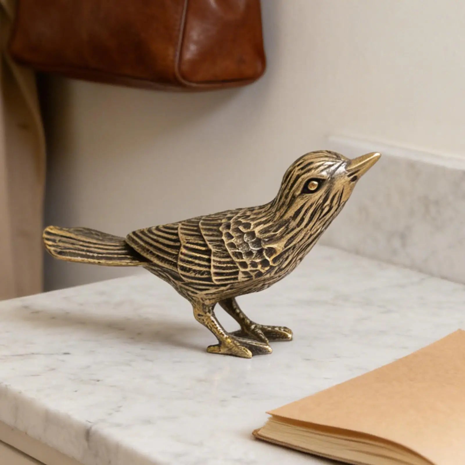 Small Bird Figurines Vintage Brass Animal Figurine Desk Ornament Home