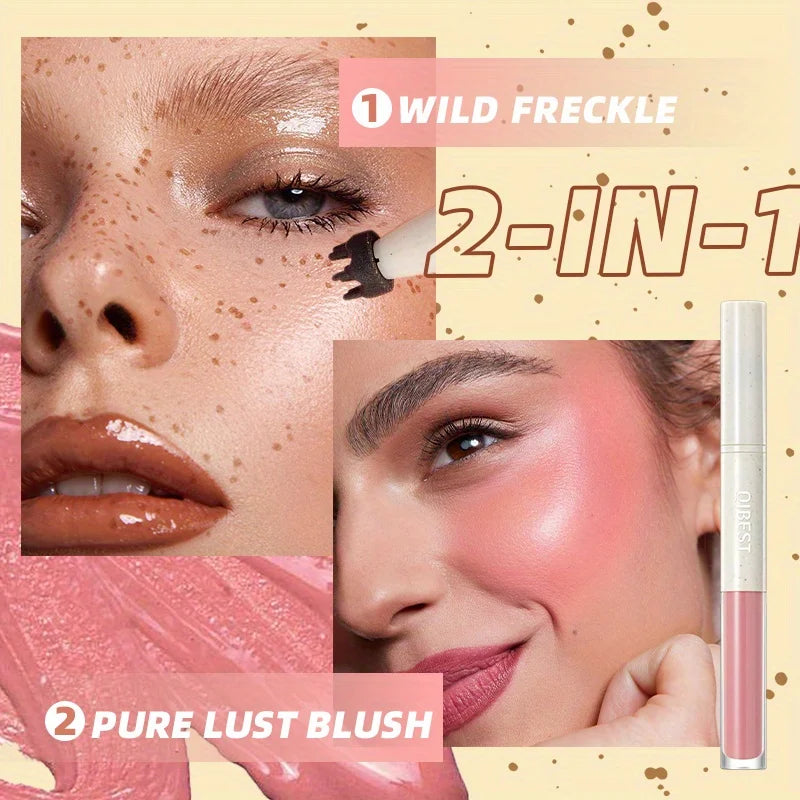 2 in 1 Freckle Blush Multi-pen Natural Wild Freckles + Atmospheric Blush Natural Color Rendering Double Head Double Effect Zpaxo