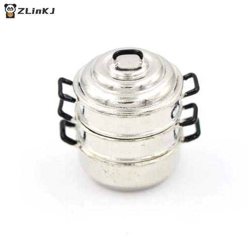 ▶1:12 Dollhouse Kitchen Decoration Toys Miniature Metal Cooking 3 Tier Steamer Toys Zpaxo