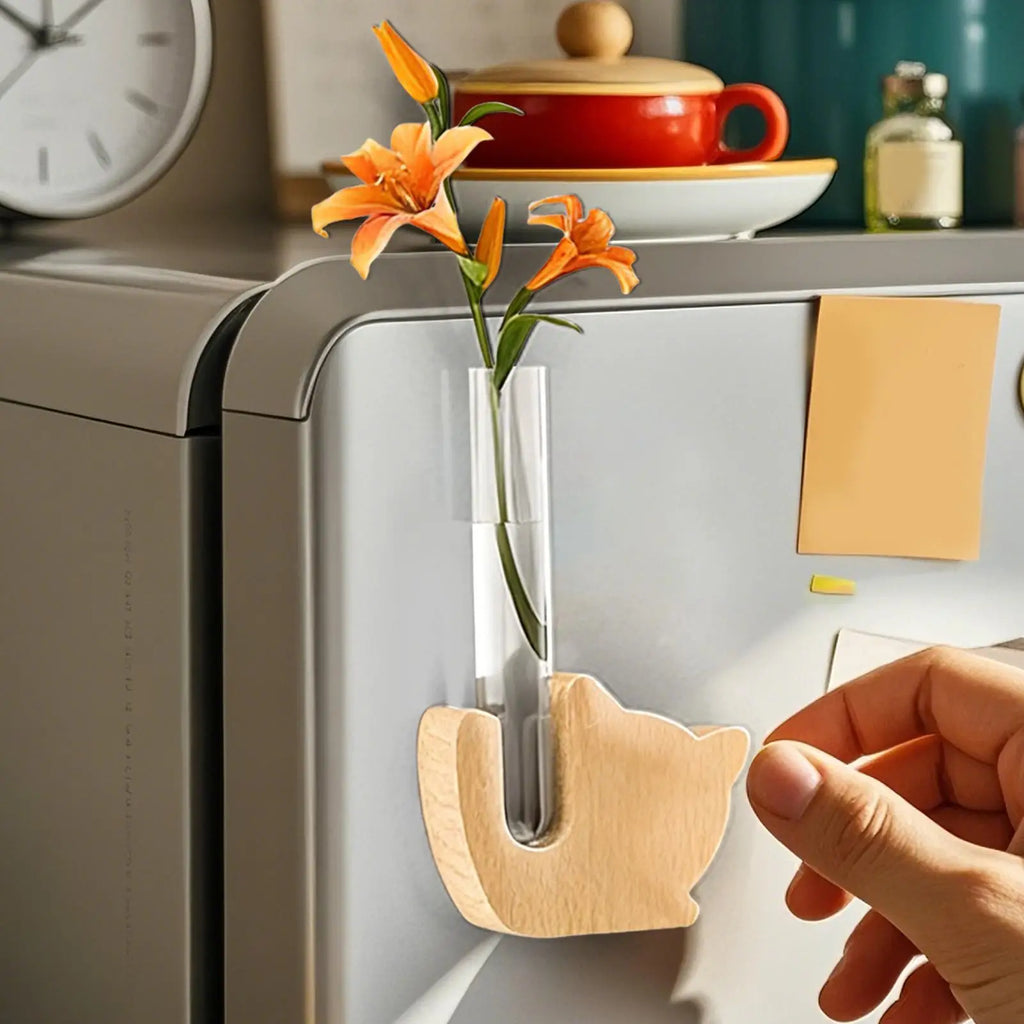Vase Fridge Magnets Magnetic Small Wooden Home Decor Flower Wall Door