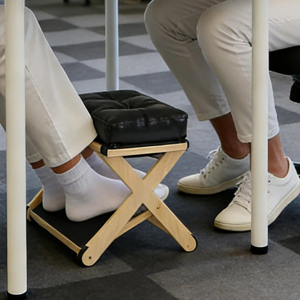 Under Desk Footrest Wooden Double Layer Non Slip Ergonomic Foot Rest