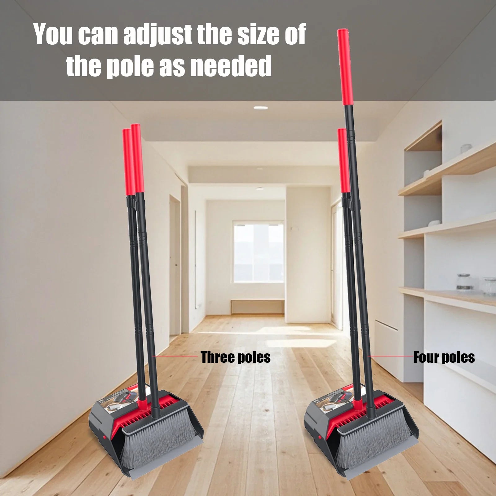 Household Broom and Dustpan set-Combination with Long Handle Foldable Duatpan and Floor Brush Zpaxo