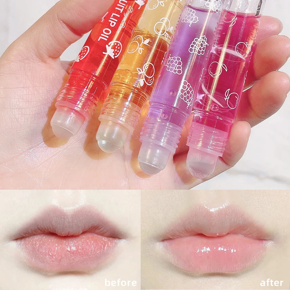 Roll-On Lip Oil Moisturizing Lip Balm Liquid Nourishing Lip Oil Colorless Transparent Fruit Lip Oil New Valentine's Day Gift Lip Balm Zpaxo