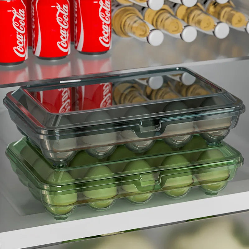 Egg Storage Box with Lid – 10 or 15 Grid Fridge Organiser