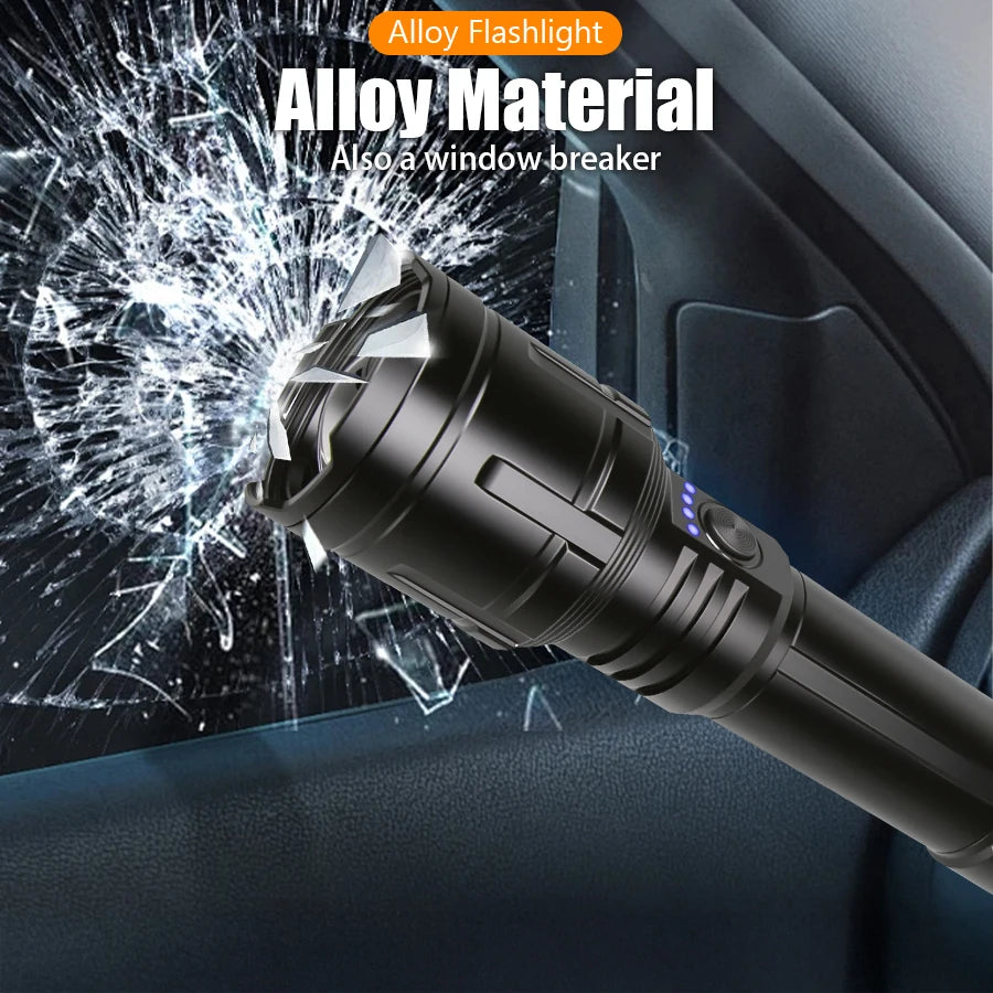 5000mAh LED Tactical Flashlight – Type-C Rechargeable Power Bank