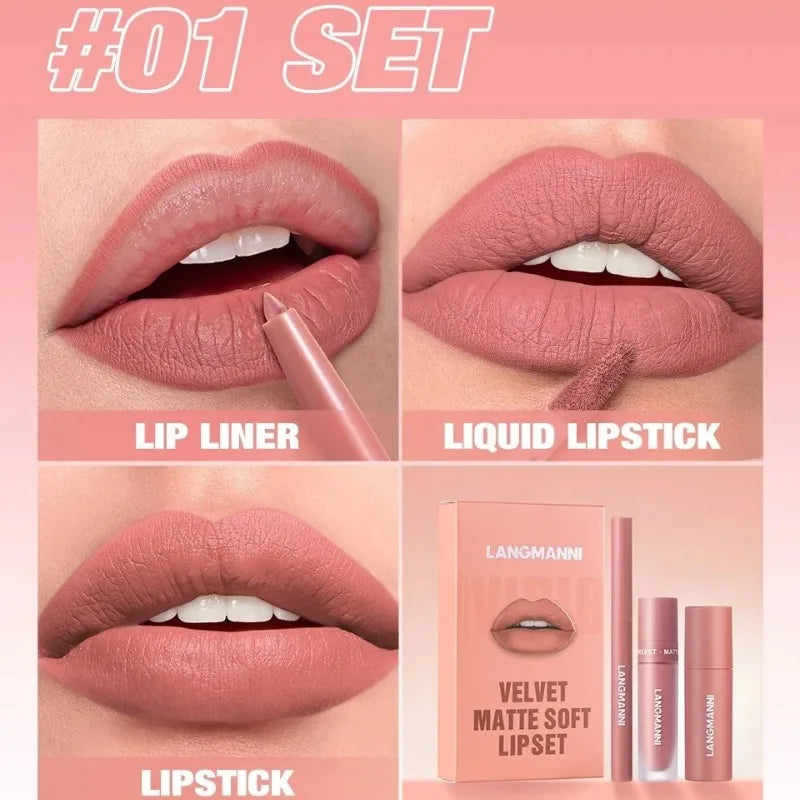 Lip Liner Lipstick Waterproof Long-lasting Gloss Matte Velvet Nude