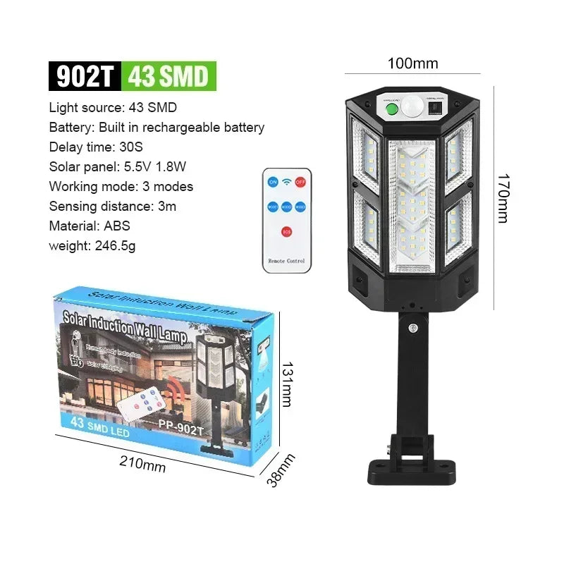 55 LED Solar Wall Floodlight | 3-Mode Motion Sensor IP65