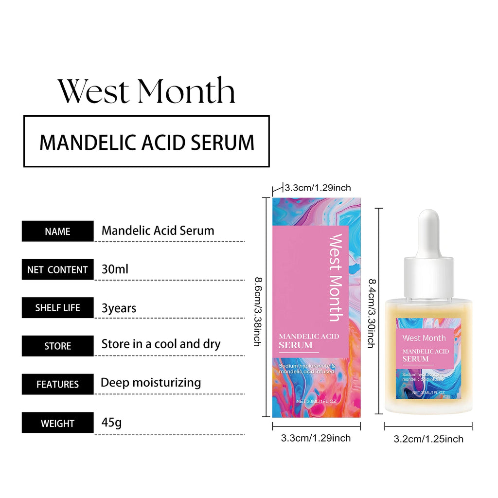 West Month Mandelic Acid Essence Facial Mild Moisturizing Moisturizing Essence Mild Exfoliation, Promote Cell Renewal 1 OZ Zpaxo