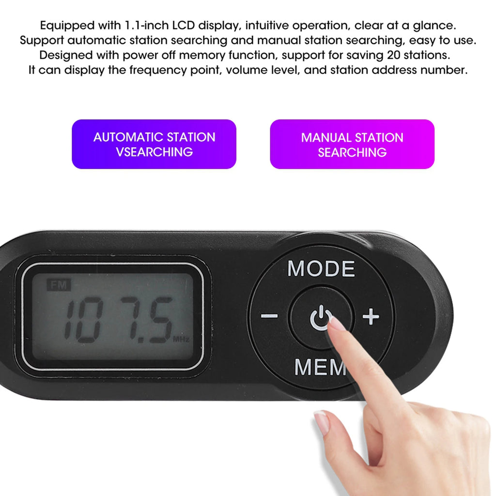 DSP Mini Portable LCD Digital FM Radio Music Player Black Earphone
