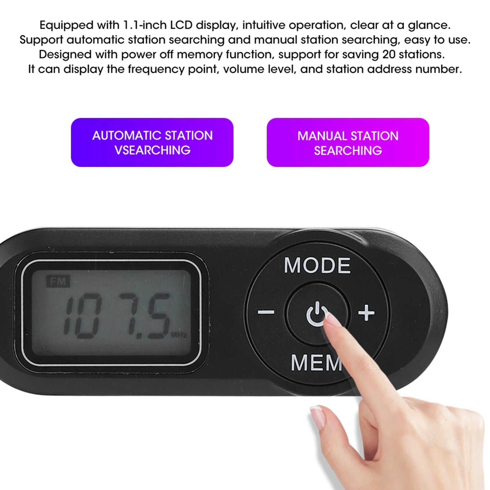 DSP Mini Portable LCD Digital FM Radio Music Player Black Earphone