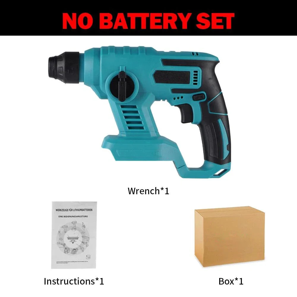 1000W 3600rpm Cordless Electric Rotary Hammer Rechargeable 8600ipm
