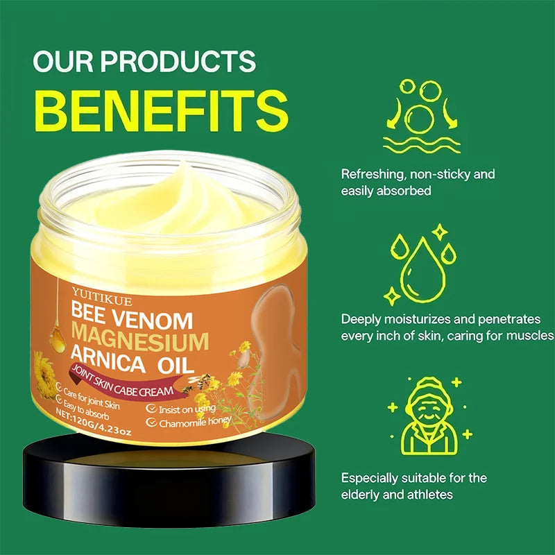 YUITIKUE Bee Venom Magnesium Arnica Joint Cream | 120g Joint Skin Cream Zpaxo