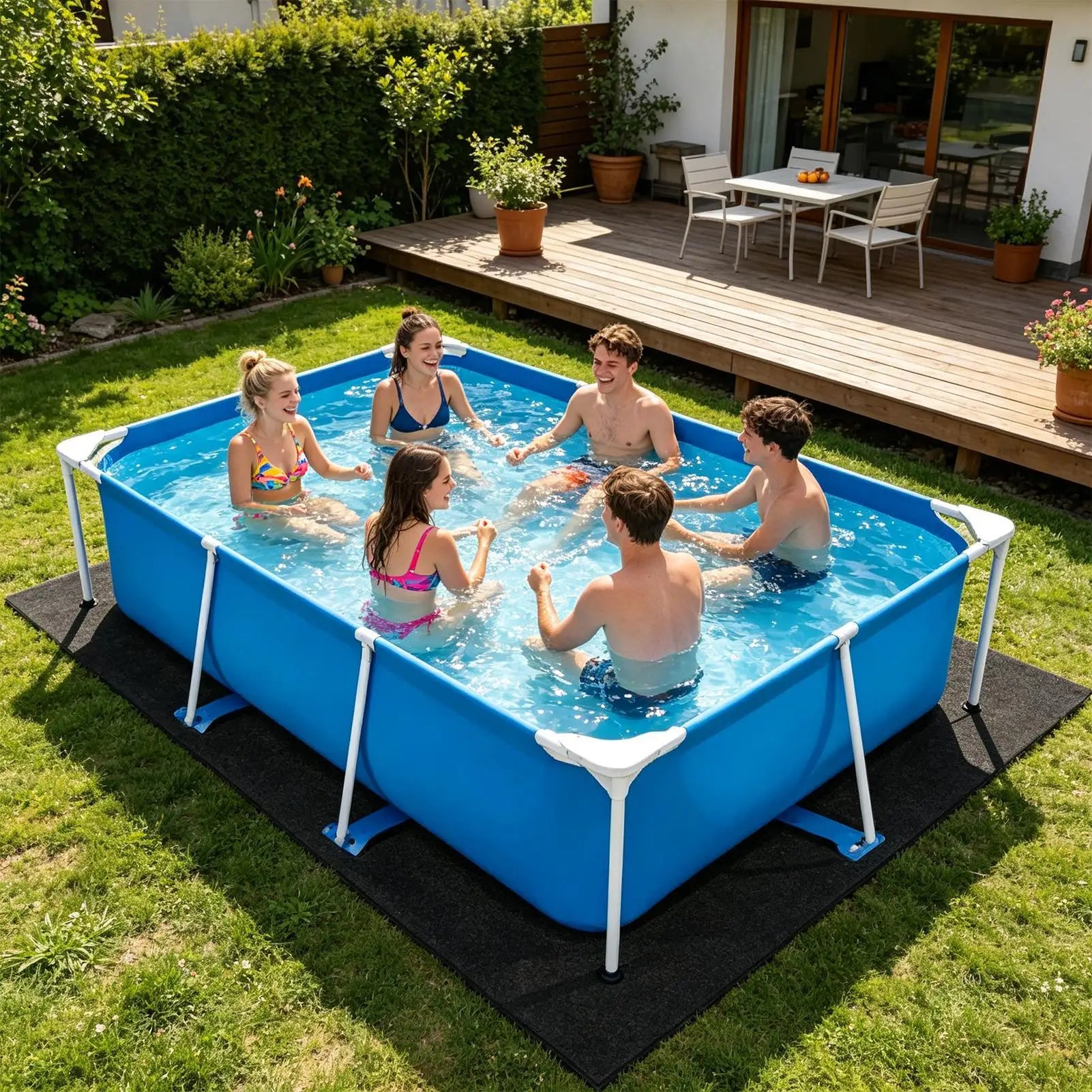 Heavy Duty Pool Liner Square Ground Mat Puncture Protection Under Pad