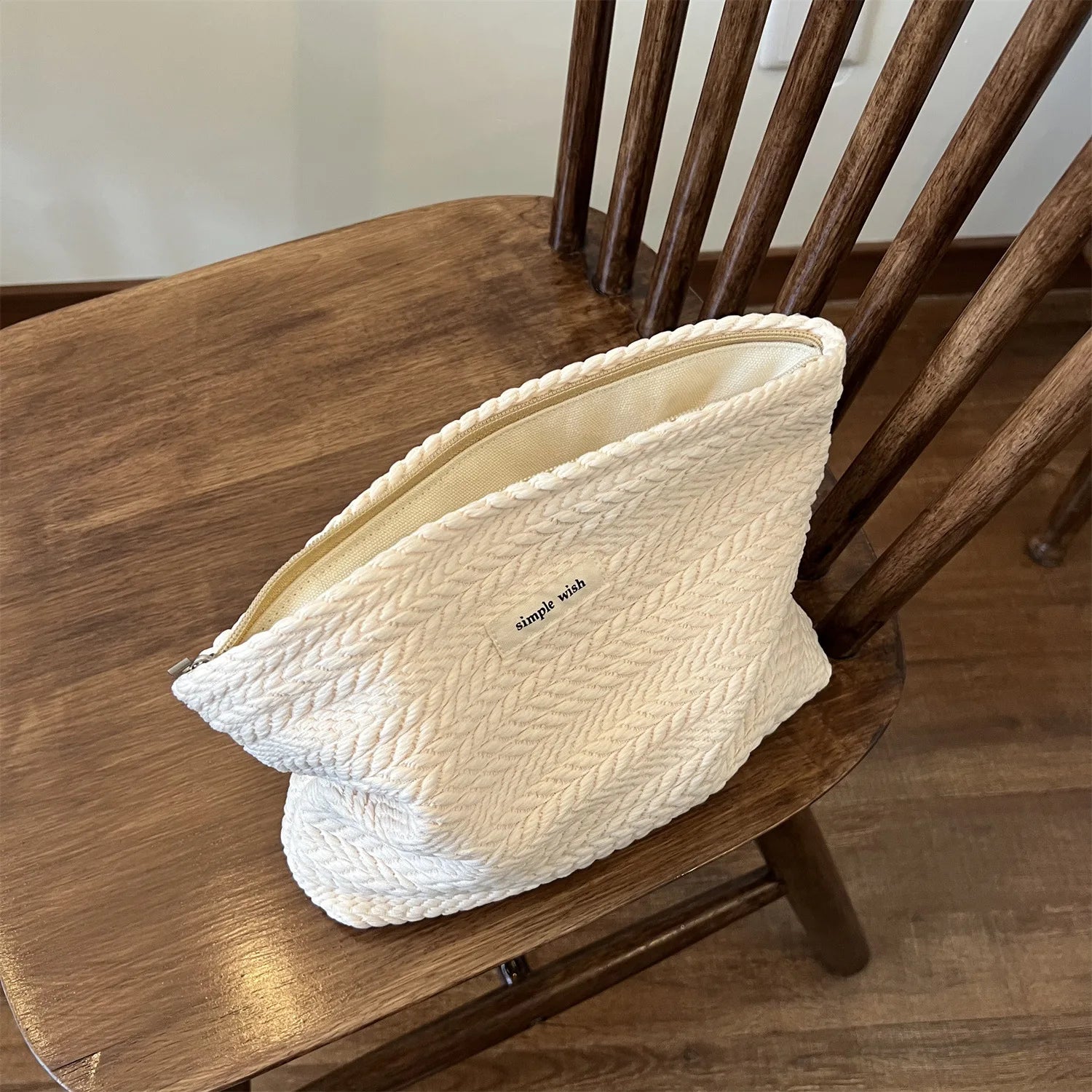 Handwoven Crochet Makeup Bag – Zipper Cotton Cosmetic Pouch Cosmetic Pouch Zpaxo White 26x18cm