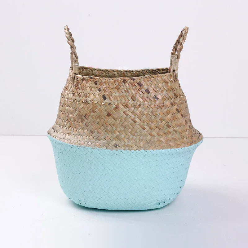 Sundries Organizer Rattan Flower Pots Container Storage Supplies Foldable Basket Weaved Storage Baskets With Handle Laundry Toys Zpaxo
