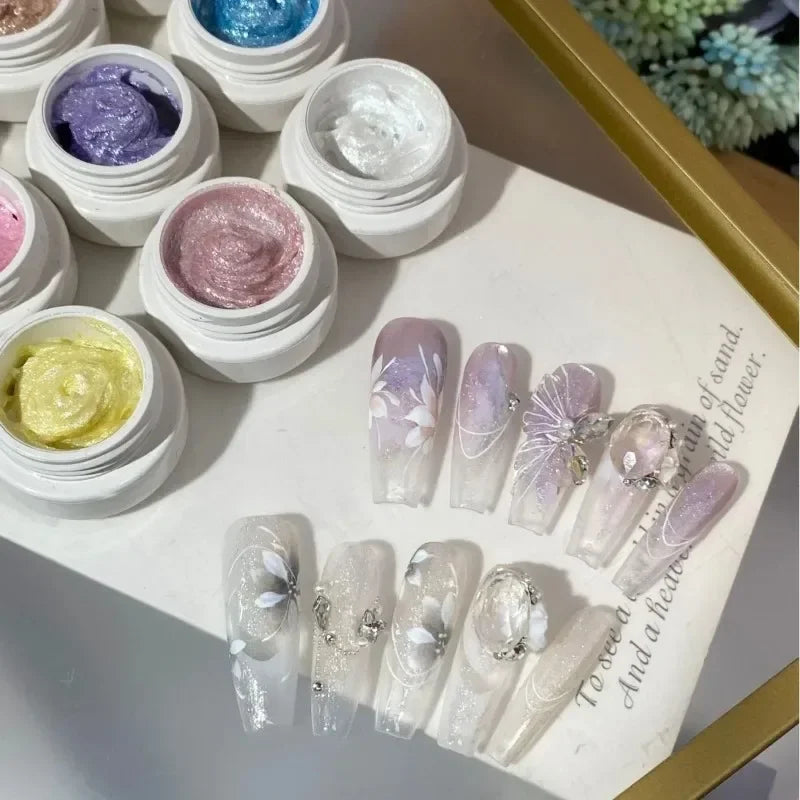2.5ml 9colors/set Color Fairy Powder Cream Gel Nail Polish Texture Paste Texture Three-dimensional Modeling Glue Nail Art Design Zpaxo