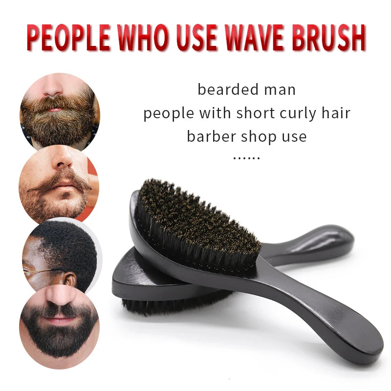 Cepillo Barba 360 Wave Brush For Men Beard Brush Medium Soft Boar bristle Wood Brush Beard Curve Palm Wave Brush Wood Beard Comb Zpaxo
