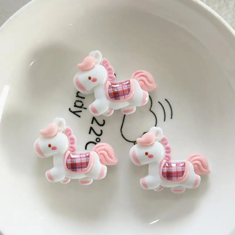 Cute Running Horse Pendant Jewelry Making Findings Kawaii Resin Zpaxo Pink