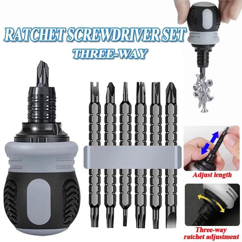 Screwdriver Labor-saving Ratchet Screwdriver Set Slotted Household Tool Multi-function Magnetic Screwdriver Telescopic Labor Zpaxo