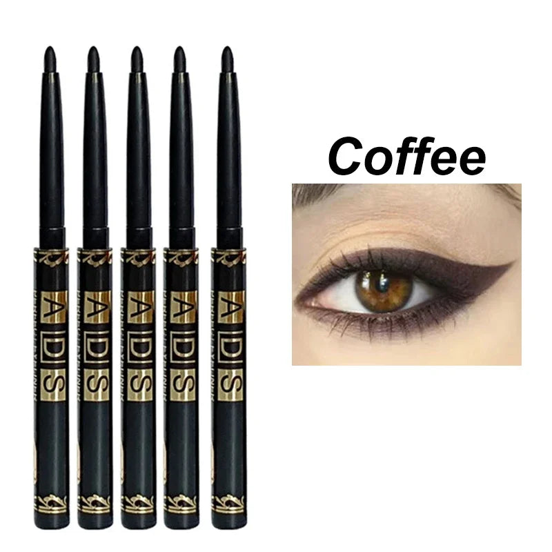 1 2 5 Waterproof Sweat-proof Black Eyeliner Pencil Eye Liner Gel Pen Zpaxo Coffee-5pcs