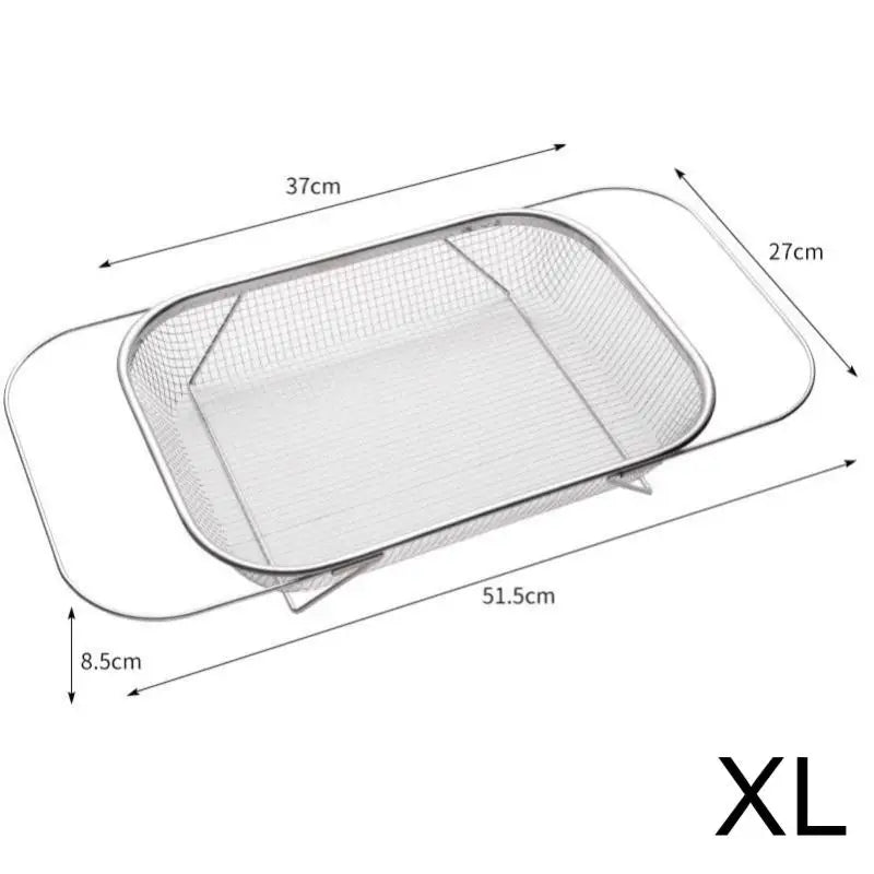 CMStainless Steel Drain Basket Kitchen Sink Retractable Vegetable Zpaxo XL