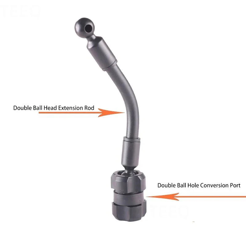 Dual Ball Head Extension Rod Accessories Car Phone Mount Adjustable