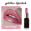 6 Color Glitter Lipstick Flash Lasting Easy Color Diamond Lipstick Waterproof Moisturizing Metallic Pearlescent Sexy Lips Makeup Zpaxo 02 Rose