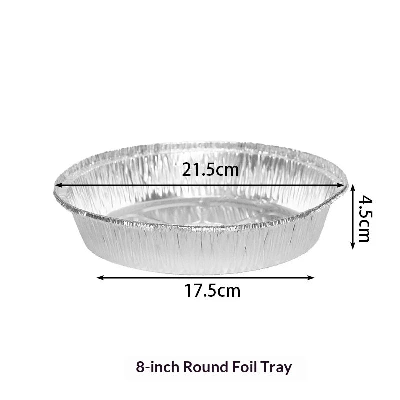 10Pcs Tin Foil Box, Air Fryer, Specialized Tin Foil Tray, Disposable Circular Tin Foil Bowl for Household Use, Oven Baking Bowl Zpaxo 8 inches 10pcs