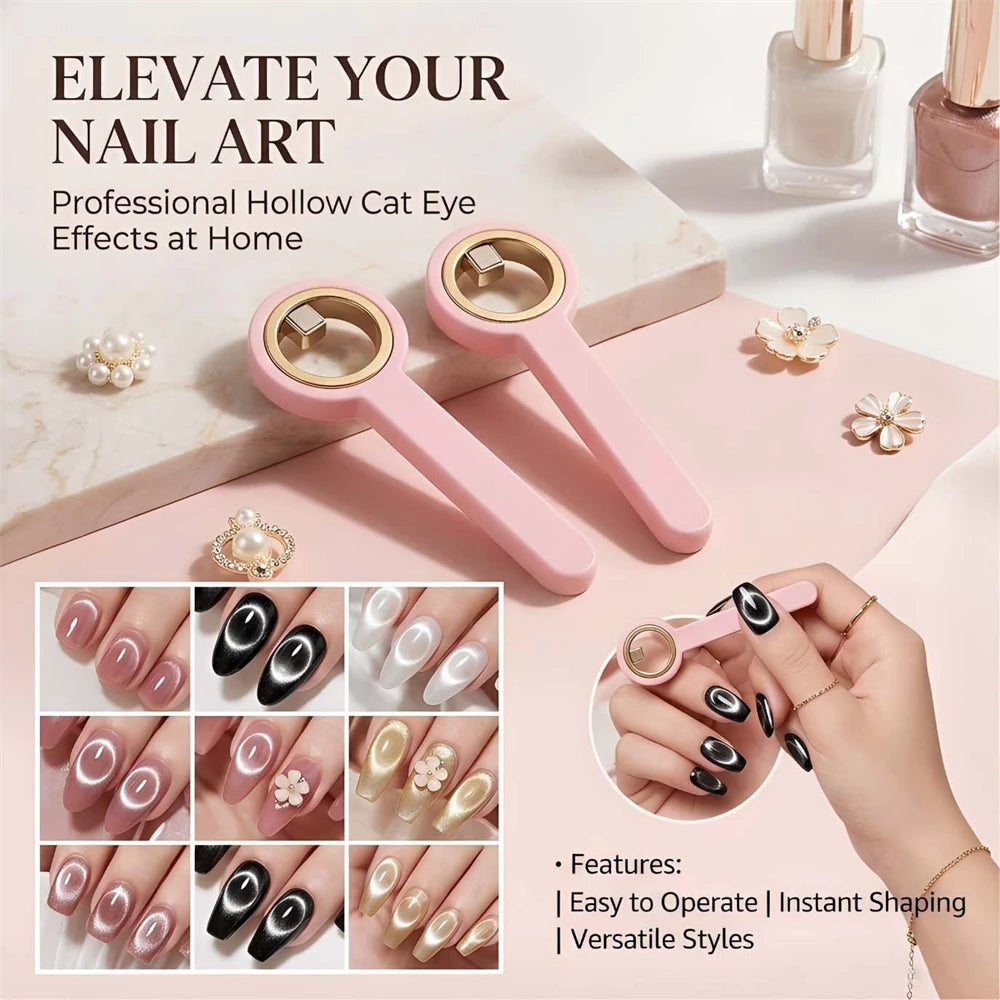 Ring Cat Eye Magnet With Silicone Handle Hollow Hole Magnetic Tool for Nail Art Beginner-Friendly Strong Magnetism Force Helper Zpaxo
