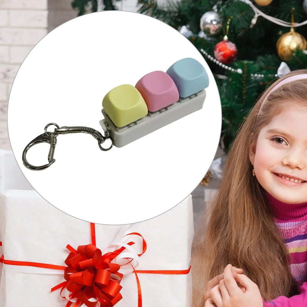 Keyboard Clicker Fidget Toy Keyring Portable Keychain Wallet Pendant Zpaxo