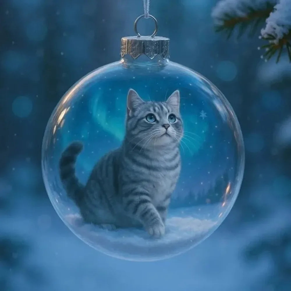 Cat Acrylic Christmas Ball Ornament – DIY Hanging Bauble Décor Christmas Ornament Zpaxo Style 9