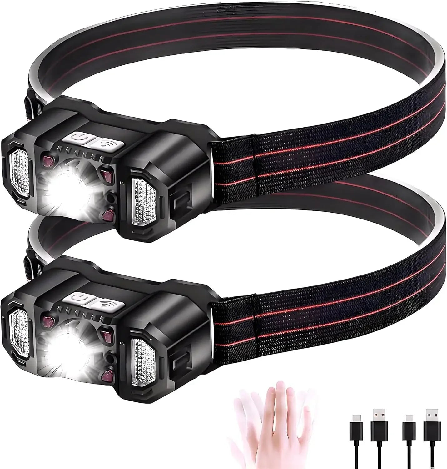 POCKETMAN COB LED Headlamp – Motion Sensor USB Rechargeable LED Headlamp Zpaxo 2 Pack