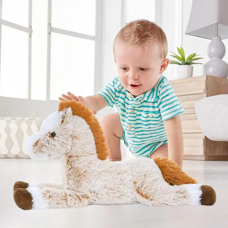 Stuffed Horse Plush Toy Realistic Horse Toy Huggable Cute 21inch Pillow Collectors Display Educational Adorable For Kids Girls Zpaxo