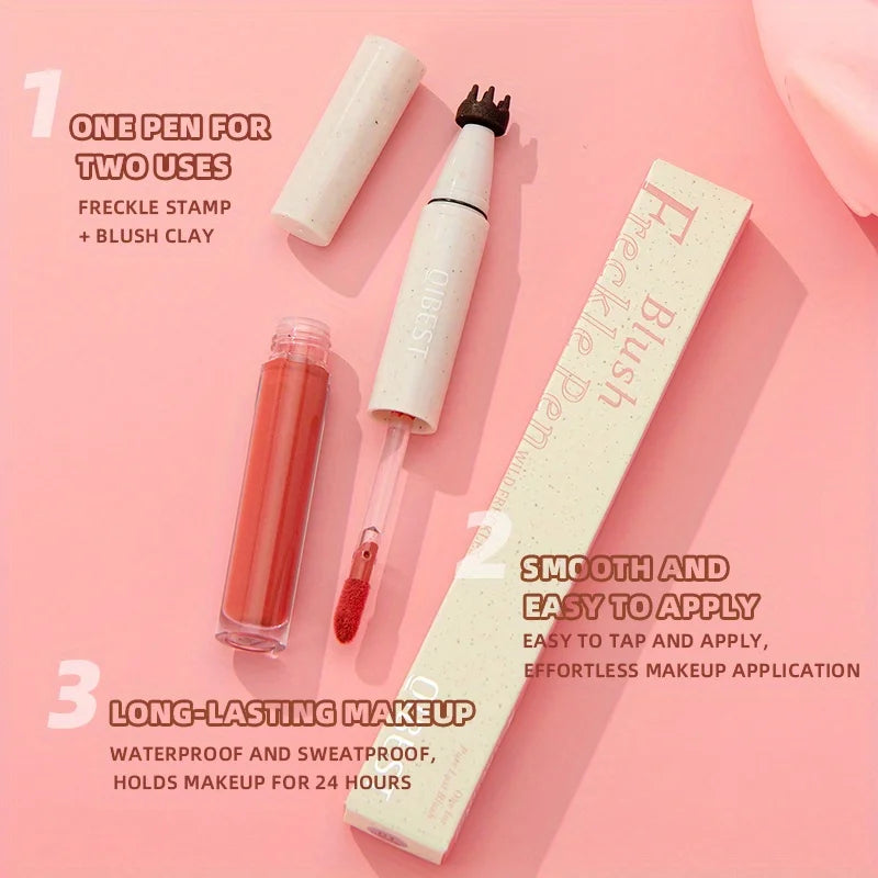 2 in 1 Freckle Blush Multi-pen Natural Wild Freckles + Atmospheric Blush Natural Color Rendering Double Head Double Effect Zpaxo