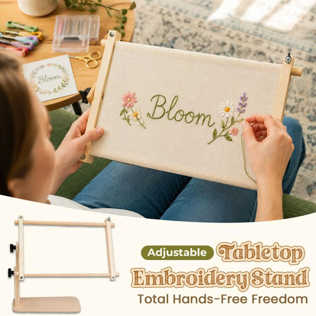 Embroidery Hoop Stand Adjustable Hands-Free Needlework Holder Embroidery Lap Stand for Women Craft Home Party Workshop Floor Zpaxo
