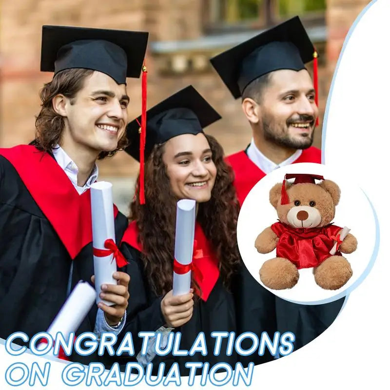 Bear With Graduation Hat Toys Stuffed Toy Doll With Hat Soft Plush Pillows Portable Comfortable Toy For Family Friends Children Zpaxo