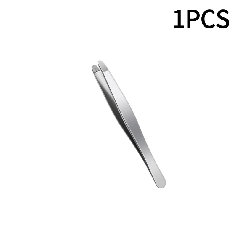 1/2/3PCS Stainless Steel Tweezers Precision Eyebrow Forceps Professional Beauty Tool For Facial Hair Removal Shaping Zpaxo 1PCS